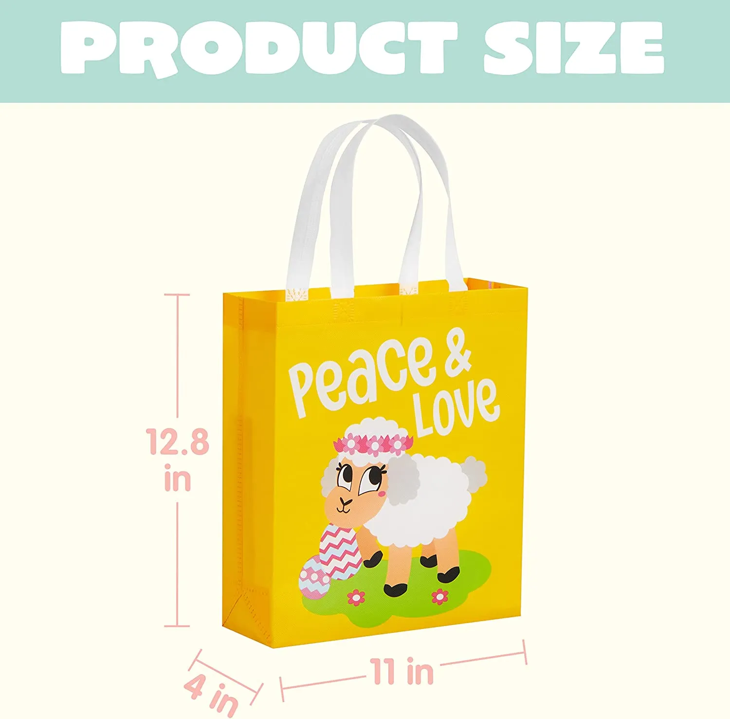 12Pcs Easter Non Woven Tote Bags