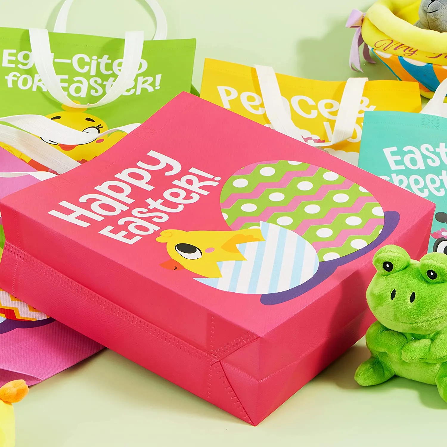 12Pcs Easter Non Woven Tote Bags