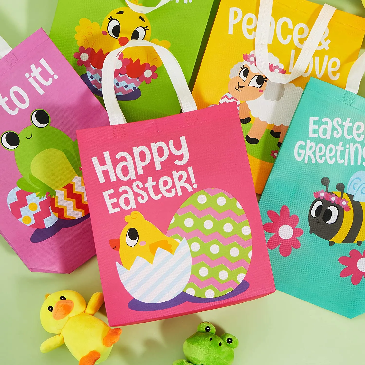12Pcs Easter Non Woven Tote Bags