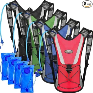 4 Pcs Hydration Backpack Pack with 2L Water Bladder, Hydration Pack with Hydration Bladder Hiking Running Cycling Biking Water Backpack Bag for Men and Women