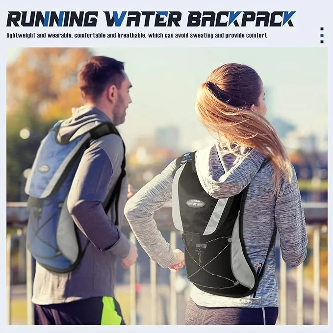 4 Pcs Hydration Backpack Pack with 2L Water Bladder, Hydration Pack with Hydration Bladder Hiking Running Cycling Biking Water Backpack Bag for Men and Women