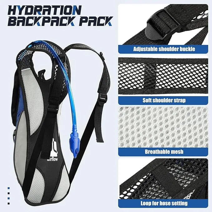 4 Pcs Hydration Backpack Pack with 2L Water Bladder, Hydration Pack with Hydration Bladder Hiking Running Cycling Biking Water Backpack Bag for Men and Women