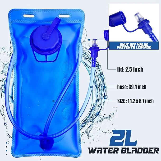 4 Pcs Hydration Backpack Pack with 2L Water Bladder, Hydration Pack with Hydration Bladder Hiking Running Cycling Biking Water Backpack Bag for Men and Women
