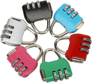 6Pcs 3 Digit Combinations Padlock Safe Cipher Lock Small Combination Lock Resettable Number Lock Small Colorful Code Locks for Suitcases Luggage Briefcases Computer Bags Drawers Cabinets - F