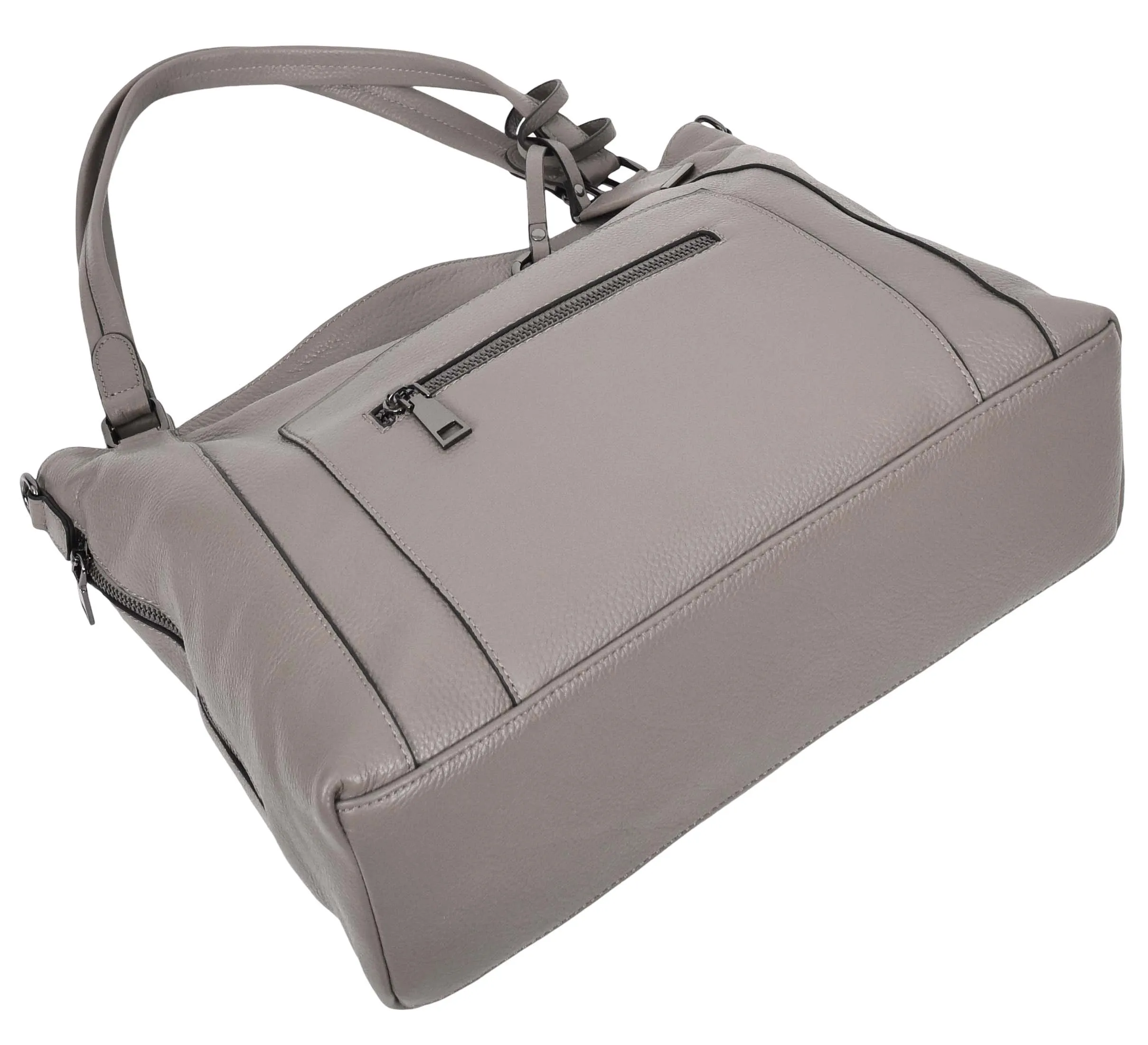 Abigail Women Leather Zip Opening Tote Shoulder Handbag Grey