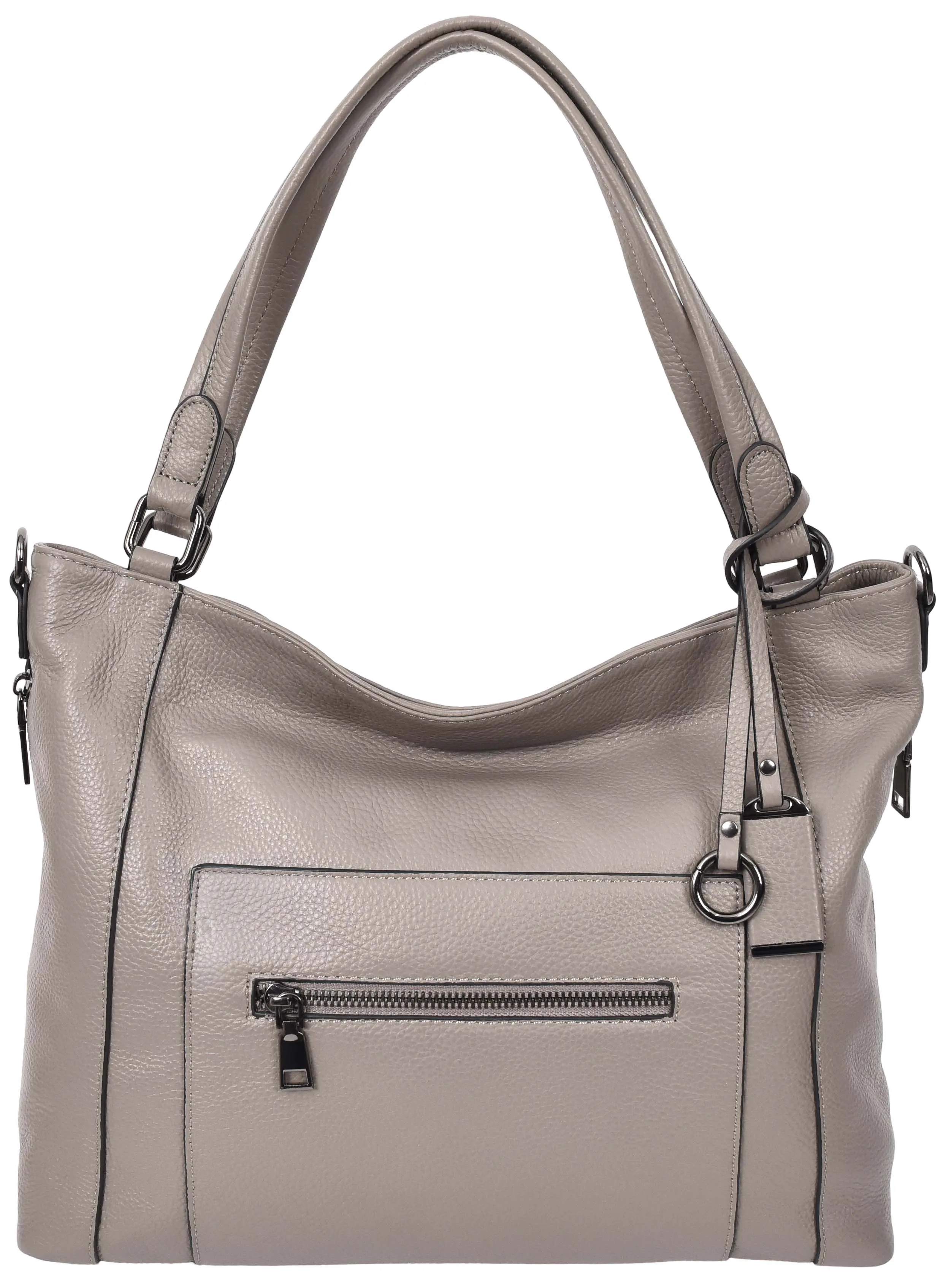 Abigail Women Leather Zip Opening Tote Shoulder Handbag Grey