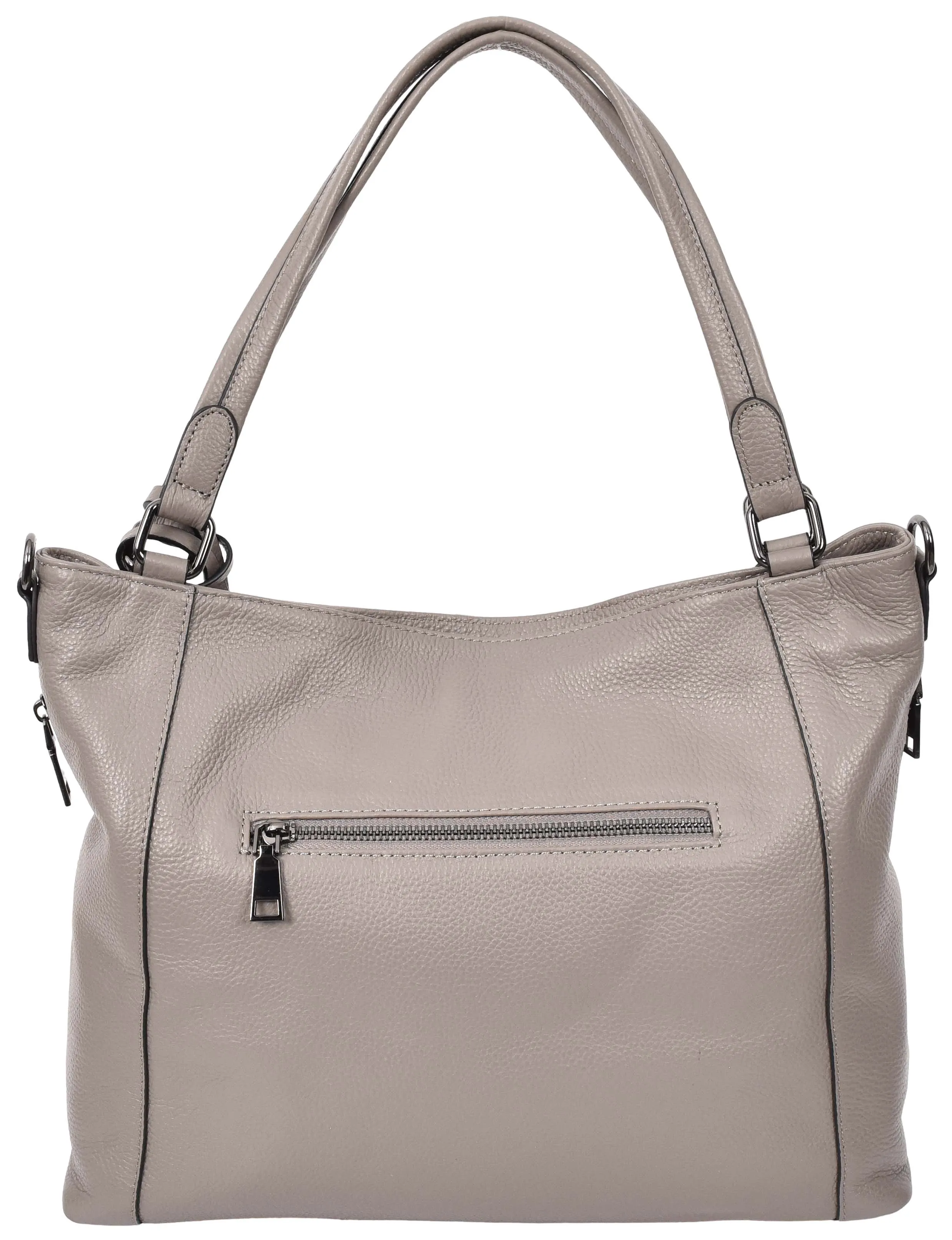 Abigail Women Leather Zip Opening Tote Shoulder Handbag Grey
