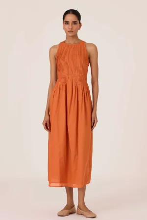 Amani Apricot Embroidered Dress