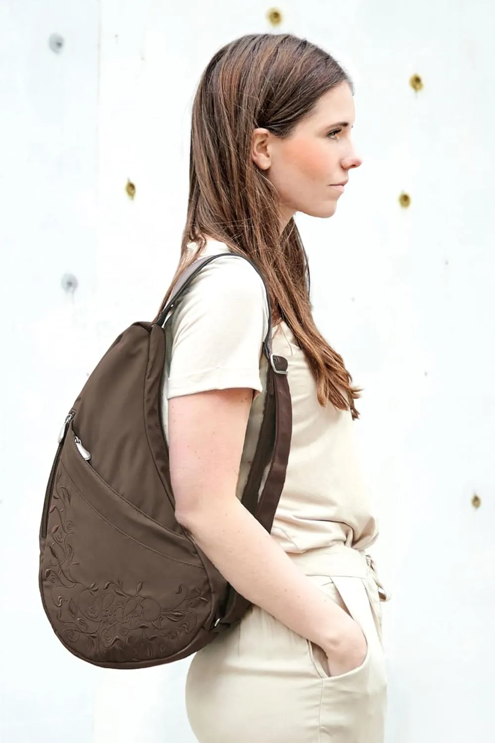 AmeriBag 17" Microfiber Love My Life Crossbody Sling Healthy Back Bag