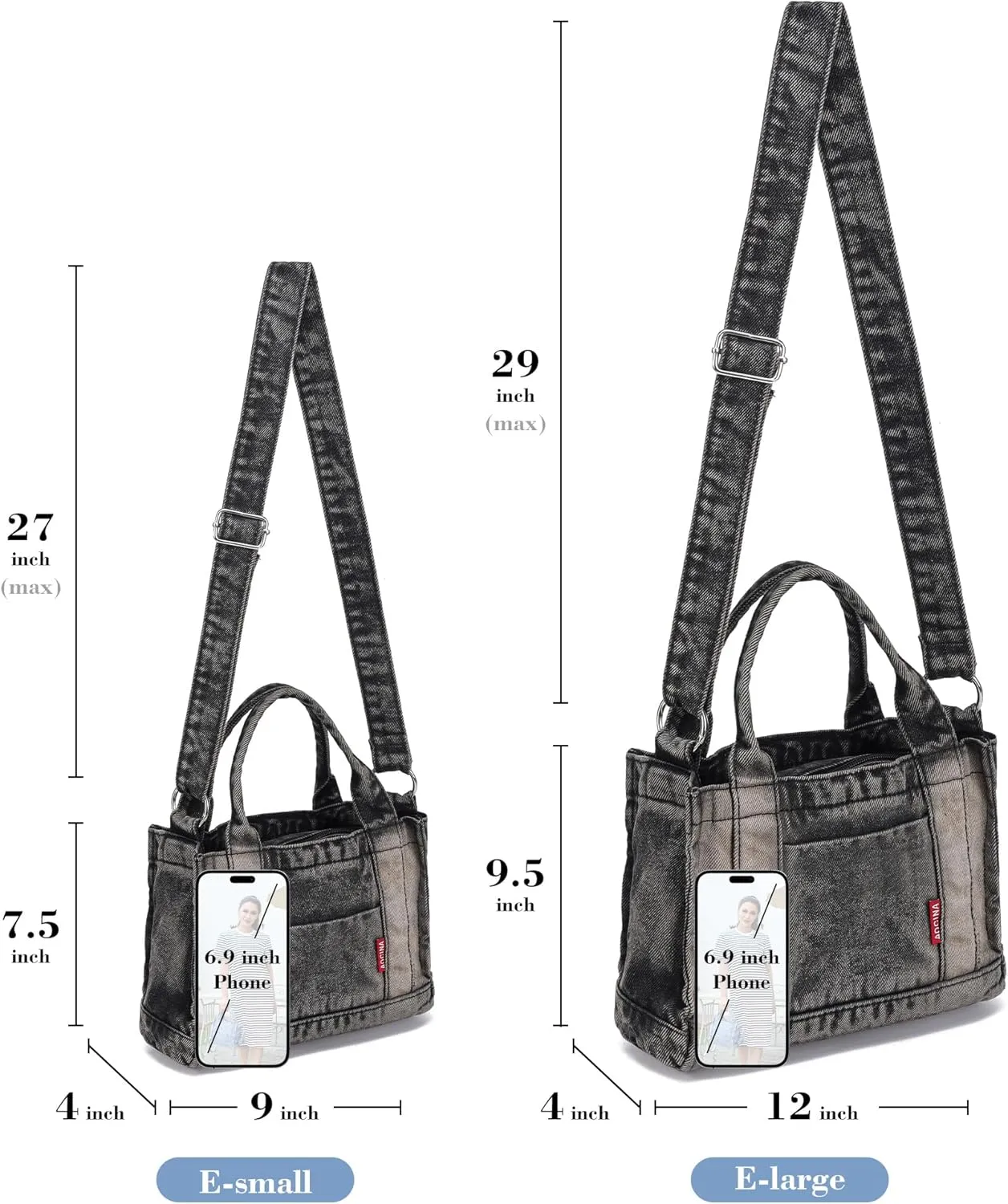 AOCINA Denim Purse Jean Tote Bag for Women Crossbody Shoulder Weekend Bags Denim Purses and Handbags for Women