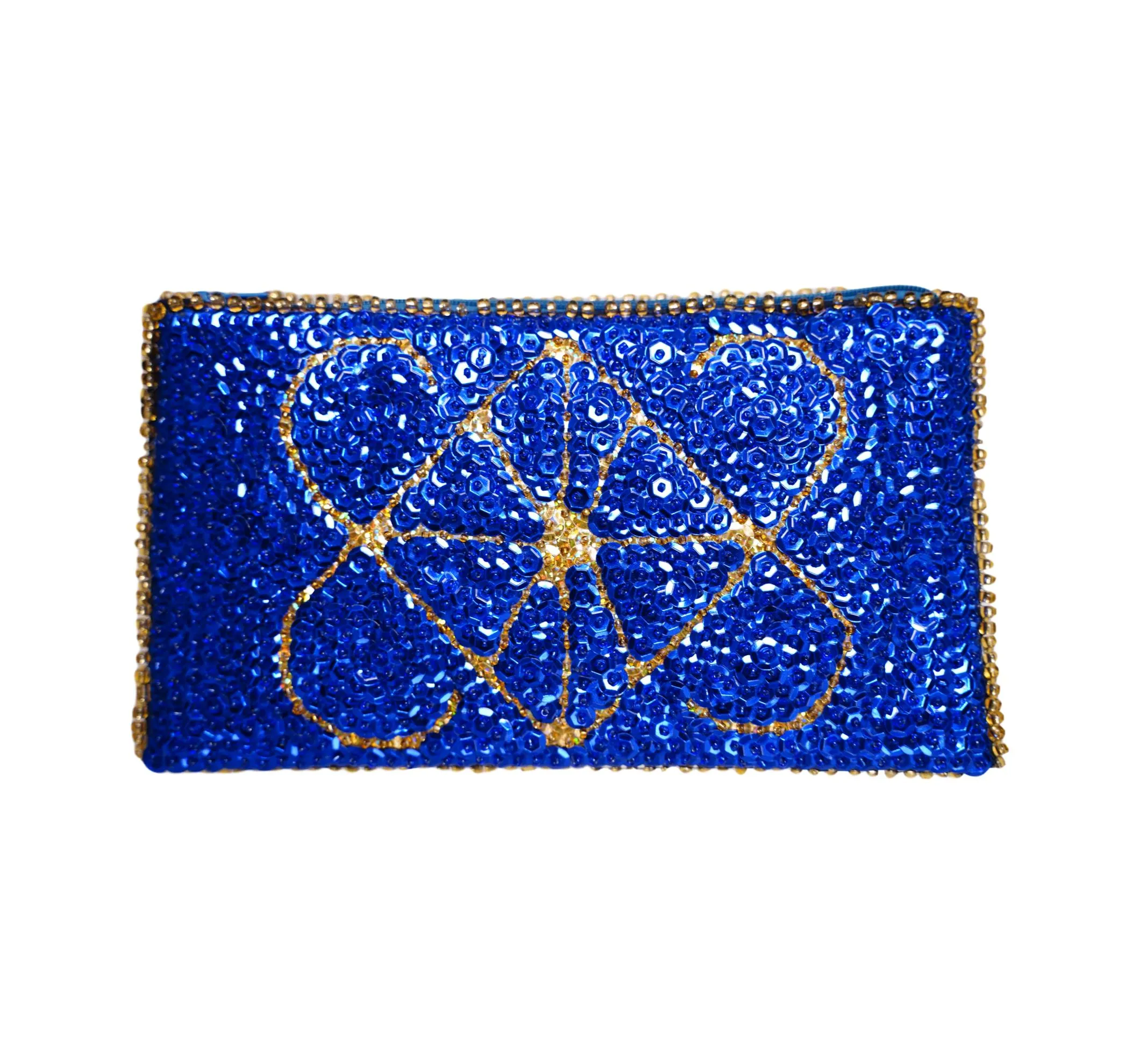 Ayizan Haitian Beaded Clutch- Royal Blue, Gold