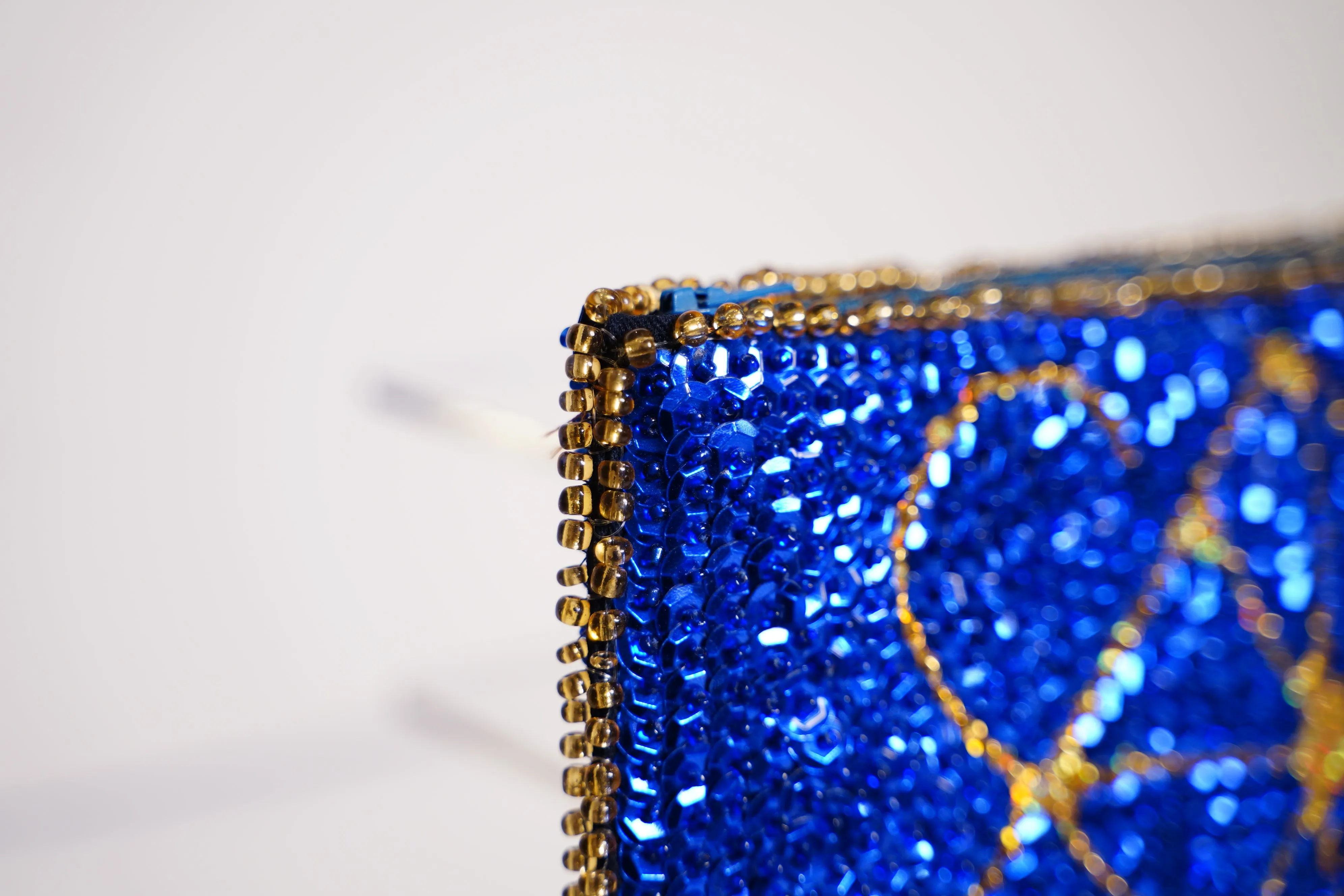 Ayizan Haitian Beaded Clutch- Royal Blue, Gold