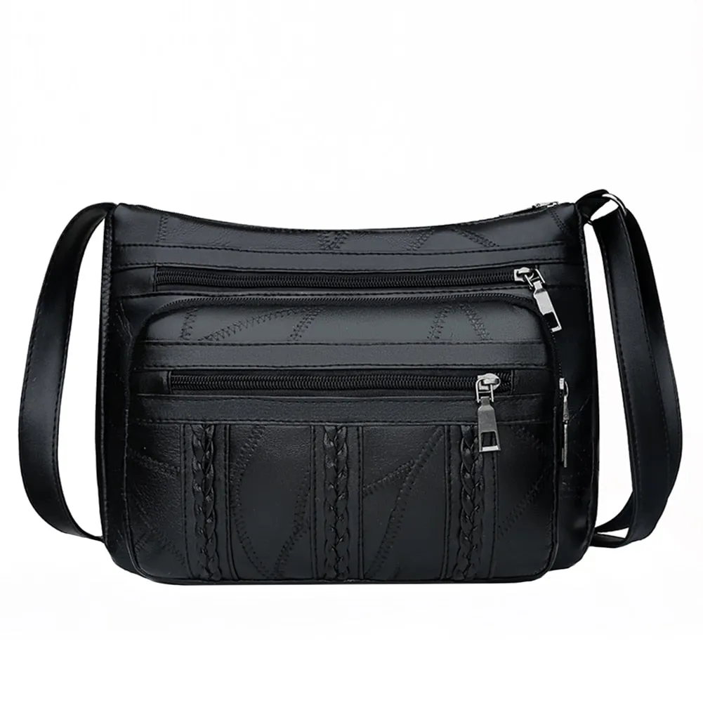 Back to College Elegant Women Soft PU Leather Crossbody Bag 2021 Large Capacity Tote Bags Multi Pocket Shoulder Bag Female Retro PU Handbag