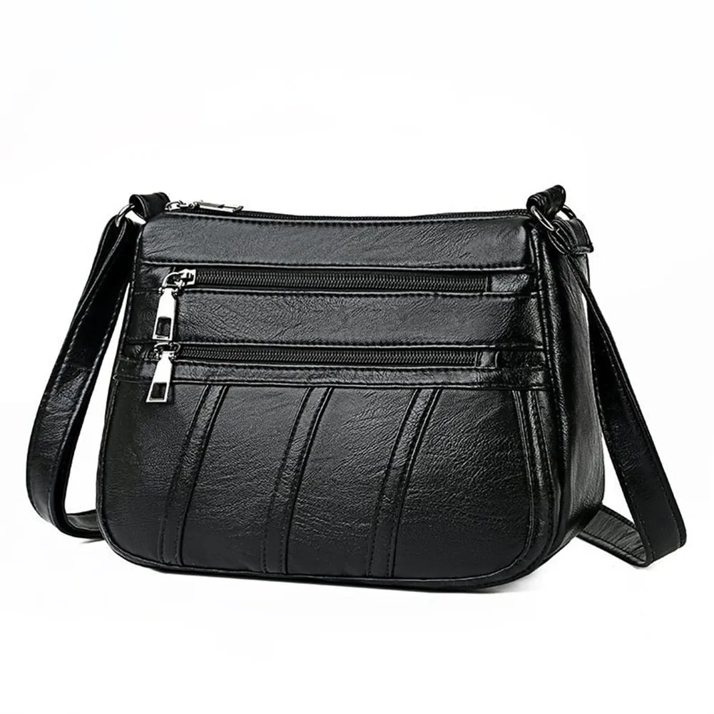 Back to College Elegant Women Soft PU Leather Crossbody Bag 2021 Large Capacity Tote Bags Multi Pocket Shoulder Bag Female Retro PU Handbag