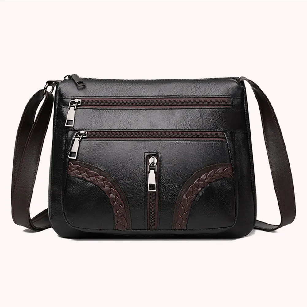 Back to College Elegant Women Soft PU Leather Crossbody Bag 2021 Large Capacity Tote Bags Multi Pocket Shoulder Bag Female Retro PU Handbag