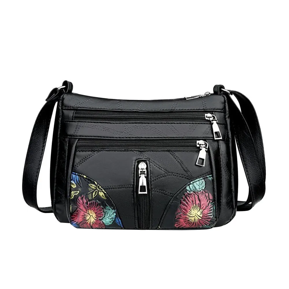 Back to College Elegant Women Soft PU Leather Crossbody Bag 2021 Large Capacity Tote Bags Multi Pocket Shoulder Bag Female Retro PU Handbag