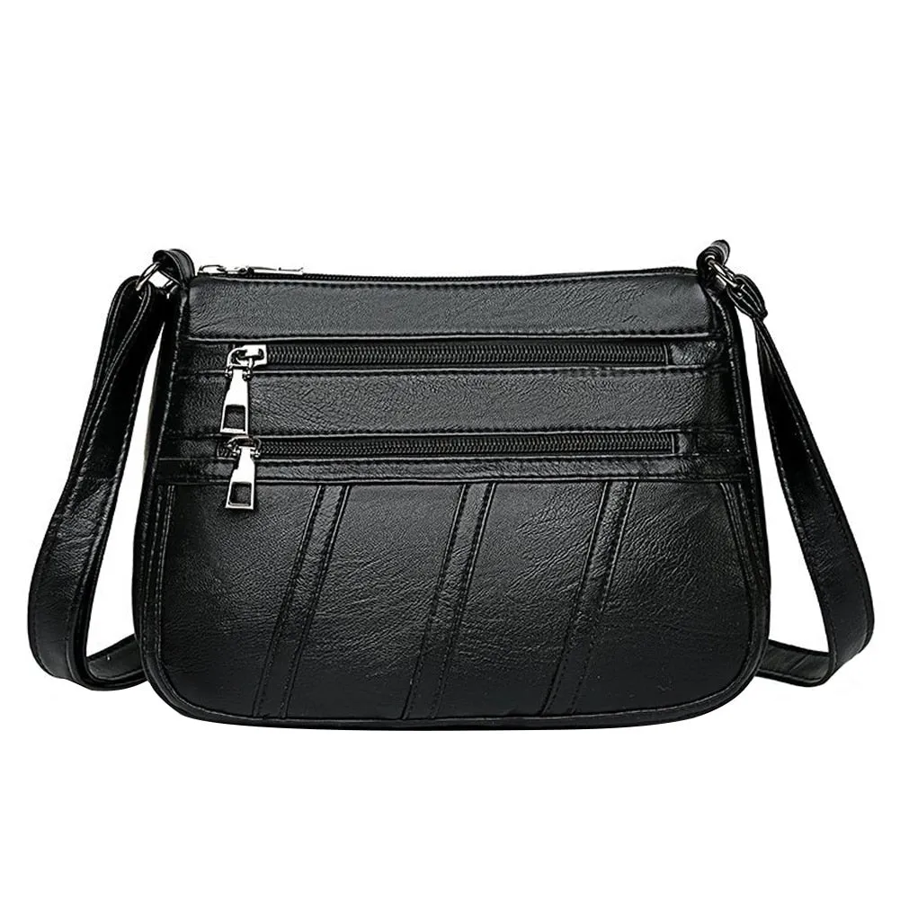 Back to College Elegant Women Soft PU Leather Crossbody Bag 2021 Large Capacity Tote Bags Multi Pocket Shoulder Bag Female Retro PU Handbag