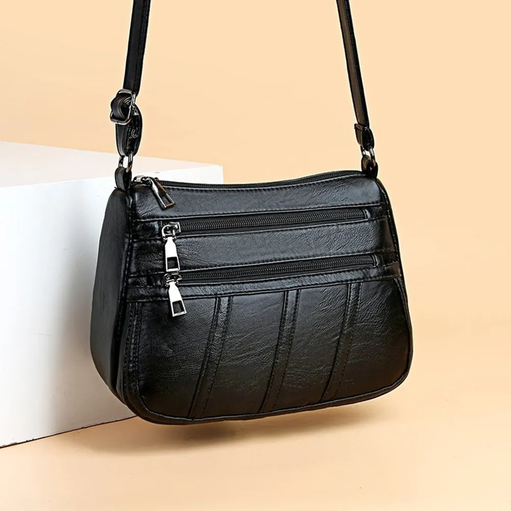 Back to College Elegant Women Soft PU Leather Crossbody Bag 2021 Large Capacity Tote Bags Multi Pocket Shoulder Bag Female Retro PU Handbag