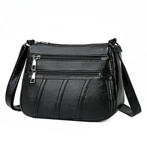 Back to College Elegant Women Soft PU Leather Crossbody Bag 2021 Large Capacity Tote Bags Multi Pocket Shoulder Bag Female Retro PU Handbag