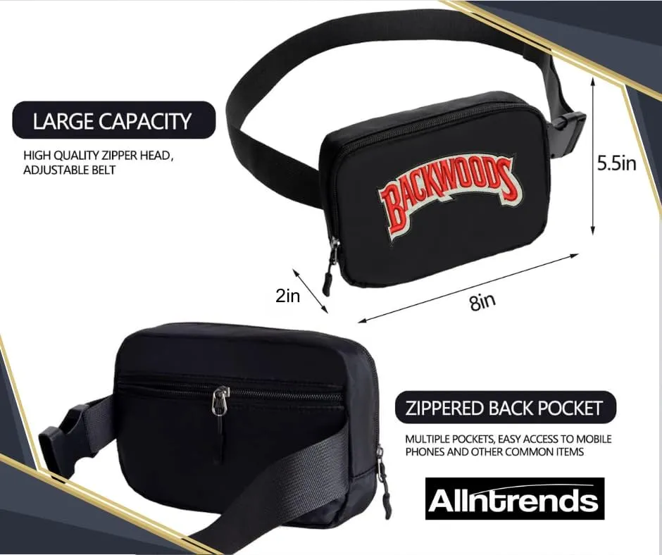 Backwoods Mini Belt Bag with Adjustable Strap Small Waist Pouch for Workout Running Traveling Hiking (Black)