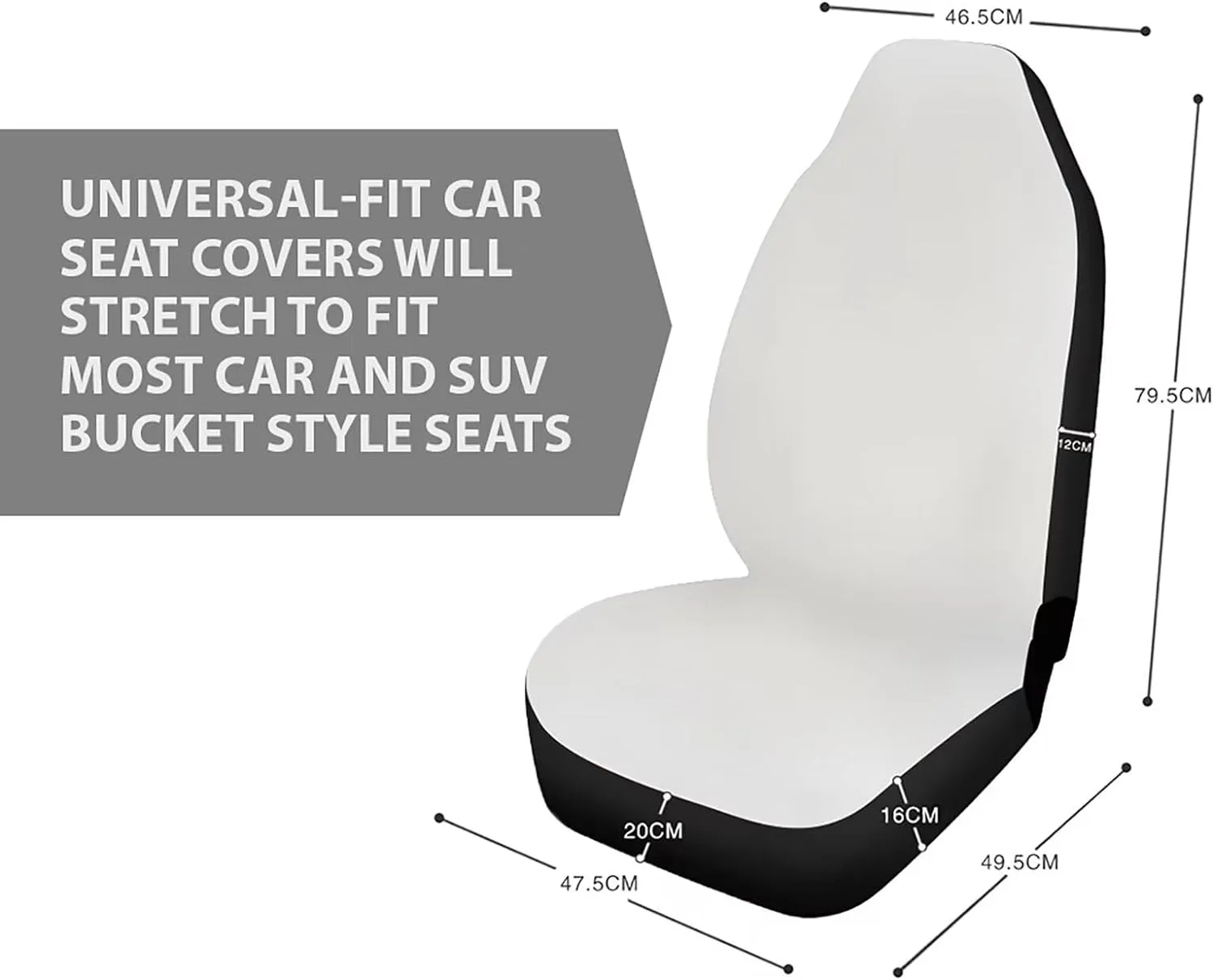 Black & White Dog Paw Printed Car Seat Cover Only for Front, 2-Piece Waterproof Soft Vehicle Bucket Seat Protetors Fits for Car SUV Sedan Truck