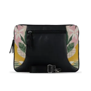 Black Mixed Laptop Sleeve Beige Floral