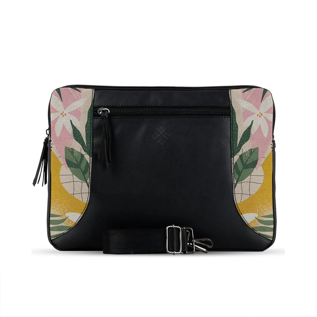 Black Mixed Laptop Sleeve Beige Floral