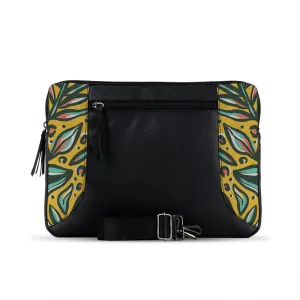Black Mixed Laptop Sleeve Yellow Leaf