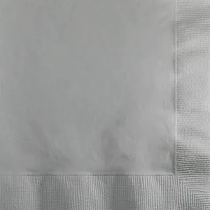 Bulk Pack of 100 Shimmering Silver Beverage Napkins 2Ply