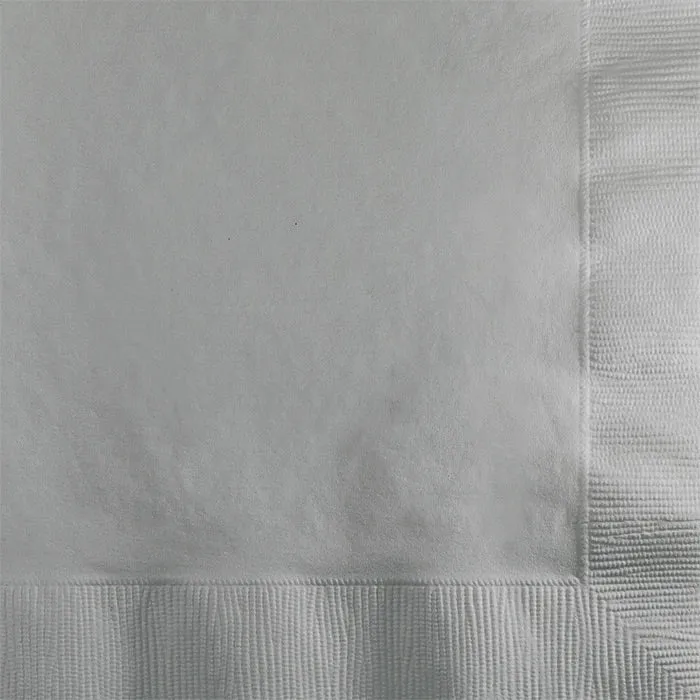 Bulk Pack of 100 Shimmering Silver Beverage Napkins 2Ply