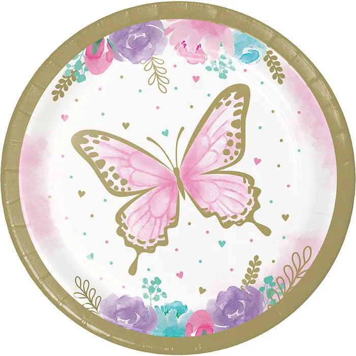 Bulk Shimmering Butterfly Paper Dessert Plates (96 per Case)