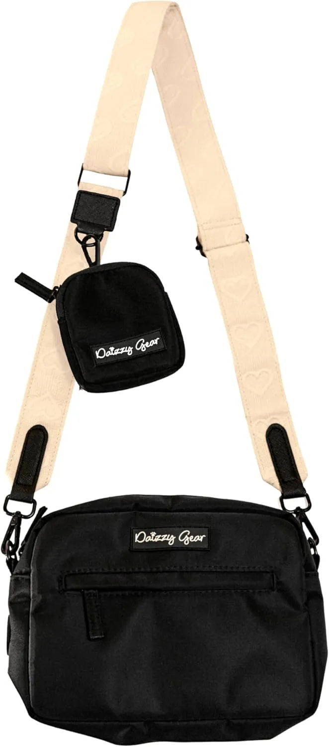 Cream Dog Walking Bag  Cream Petite Amour Waterproof Crossbody with Treat Pouch & Hidden Poop Waste Dispenser  Adjustable Hands-Free Bag for Dog Moms, Training & Walks.