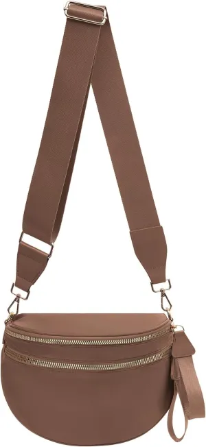 Crossbody Bags Bum Bag for Women Large Sling Bag Purse with Adjustable StrapCaramel
