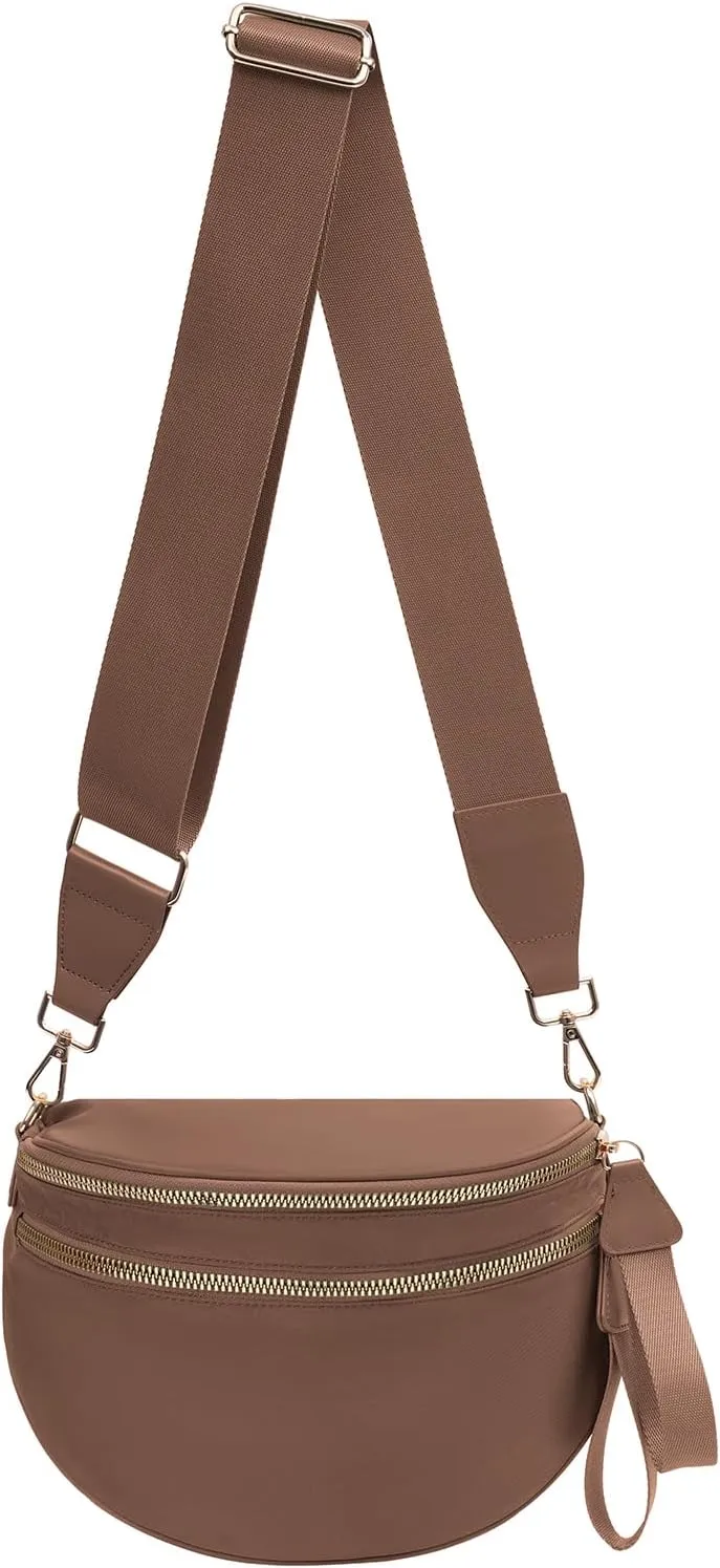 Crossbody Bags Bum Bag for Women Large Sling Bag Purse with Adjustable StrapCaramel