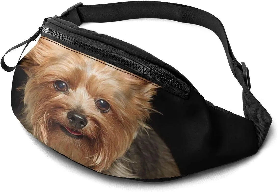 Dujiea Fanny Pack, Cute Yorkie Dog Waist Bag with Headphone Hole Belt Bag Adjustable Sling Pocket Fashion Hip Bum Bag for Women Men Kids Outdoors Casual Travelling Hiking Cycling