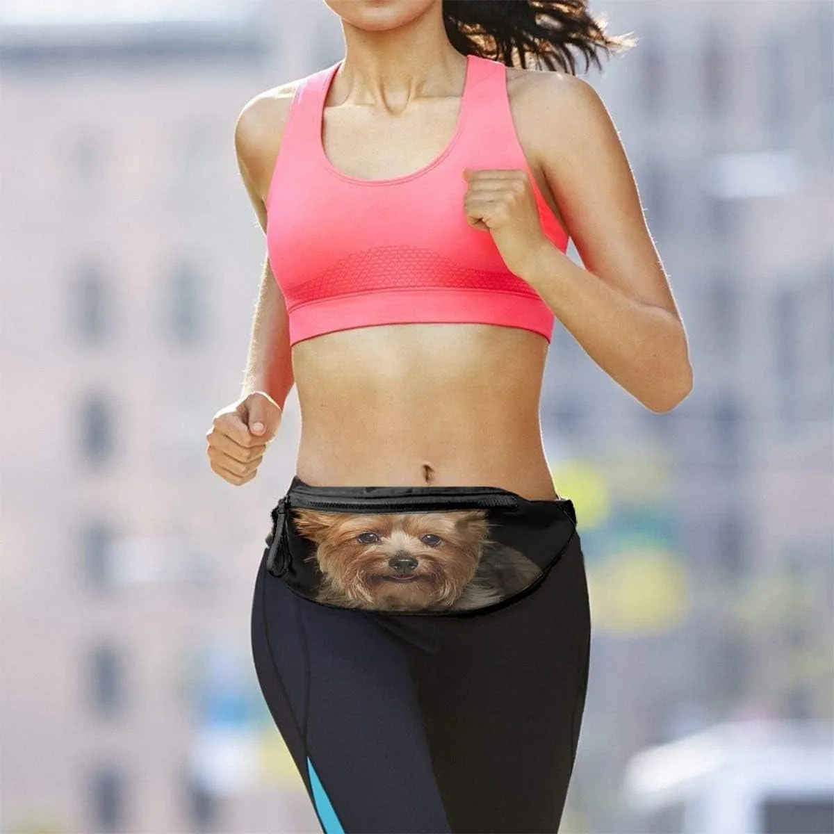 Dujiea Fanny Pack, Cute Yorkie Dog Waist Bag with Headphone Hole Belt Bag Adjustable Sling Pocket Fashion Hip Bum Bag for Women Men Kids Outdoors Casual Travelling Hiking Cycling