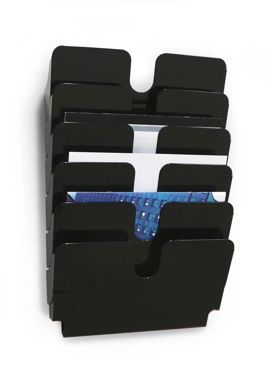 Durable FLEXIPLUS 6 Wall Mounted Literature Tray | A4 Landscape | Black