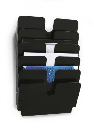 Durable FLEXIPLUS 6 Wall Mounted Literature Tray | A4 Landscape | Black