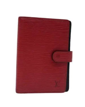 Epi Leather Day Planner Cover with Button Clasp - Red