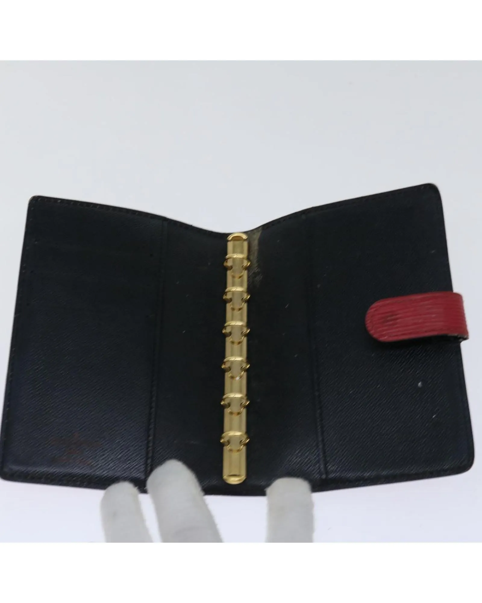 Epi Leather Day Planner Cover with Button Clasp - Red
