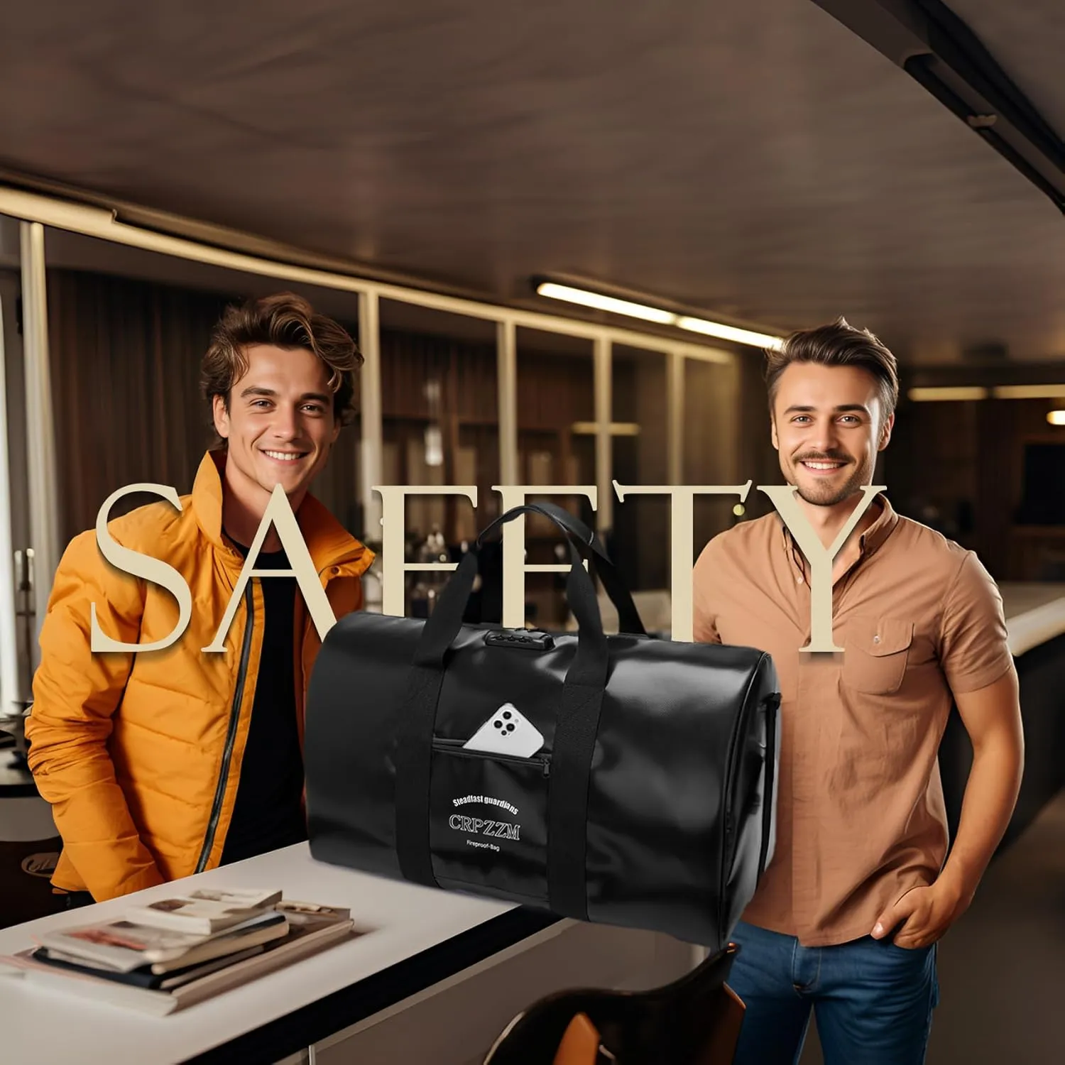 Fireproof Waterproof Duffel Bag,Fire And Waterproof Document StorageSecurity code lock multiple protectionperfect travel companion.