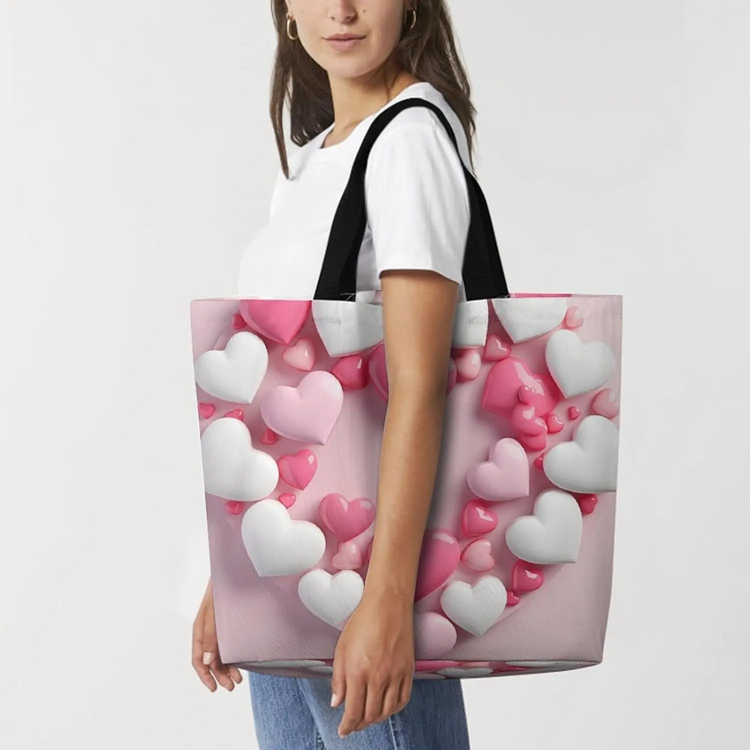 Flower Tote Bags, Reusable Grocery Bags, Large Shopping Bag, Shoulder Bag for Women
