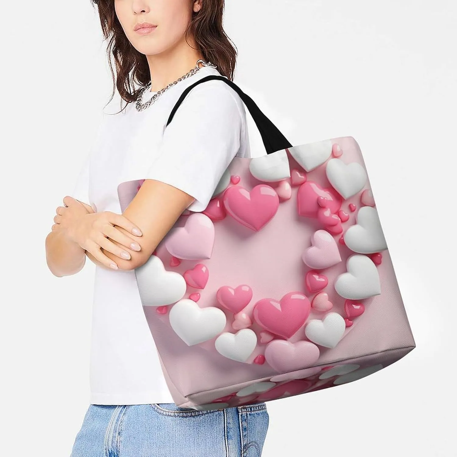 Flower Tote Bags, Reusable Grocery Bags, Large Shopping Bag, Shoulder Bag for Women