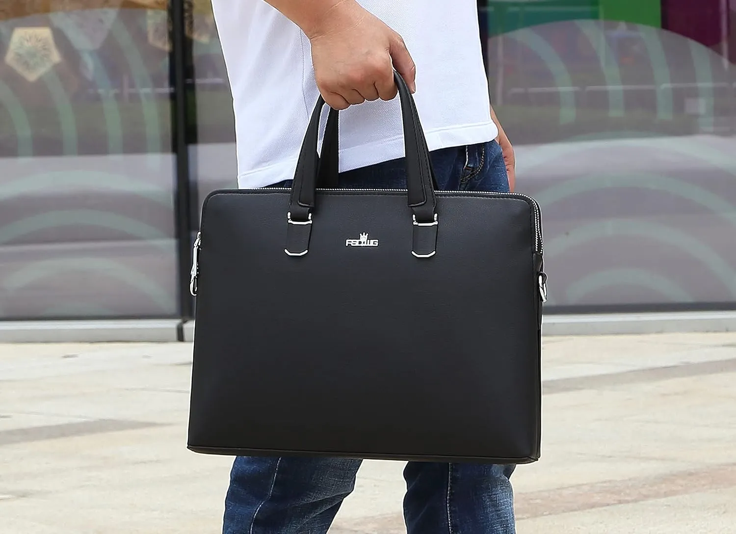 FSD.WG]Business Bag Leather Briefcase Shoulder Laptop Business Bag for Men