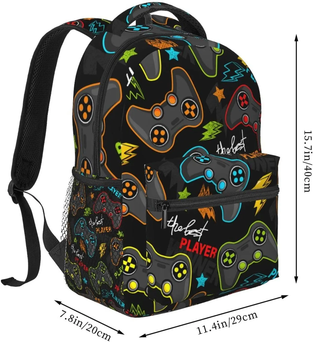 Fun Video Game Joystick Gamer Backpack For School Laptop Bags Bookbag Big Casual Daypack For Student Girls Boys Kids Teens Travel Sports Work