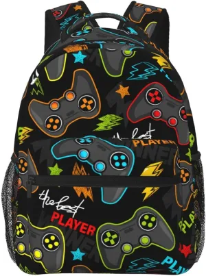 Fun Video Game Joystick Gamer Backpack For School Laptop Bags Bookbag Big Casual Daypack For Student Girls Boys Kids Teens Travel Sports Work