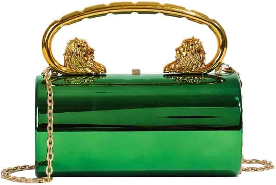 Glossy Acrylic Cylinder Shaped Chain Purse, Novelty Stylish Barrel Shoulder Bag, Versatile Crossbody Bag for Wedding Party