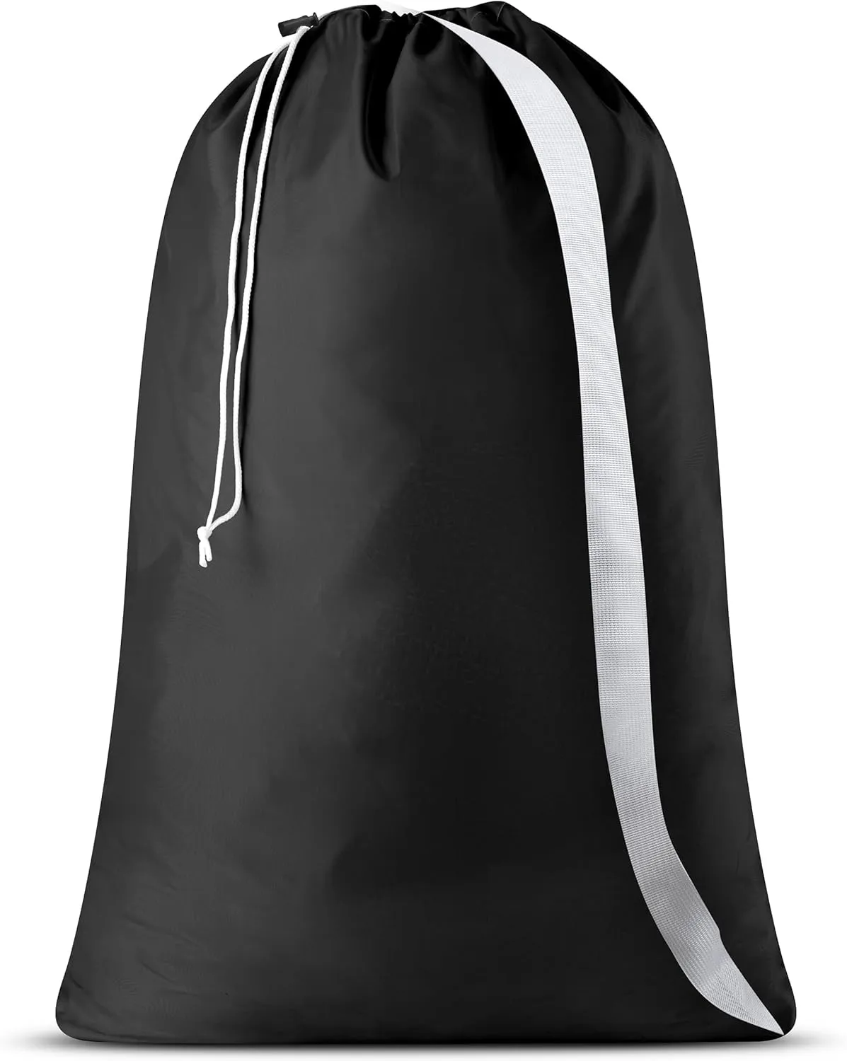 Handy Laundry Shoulder Strap Bag - Drawstring Locking Closure, Durable Nylon Material, Large Capacity, Heavy Duty Stitching, Perfect for Laundromat or College Dorm (Black | 30" x 40")