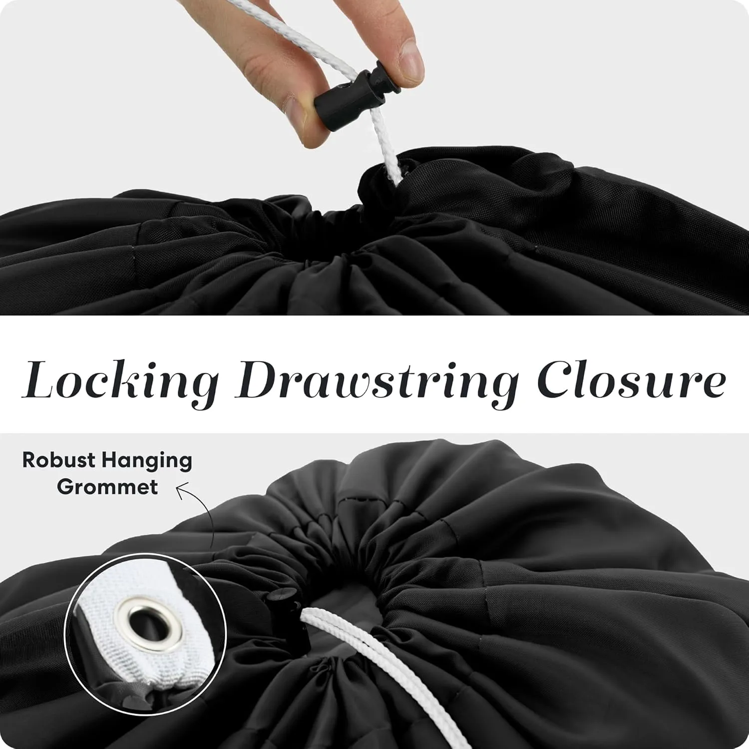 Handy Laundry Shoulder Strap Bag - Drawstring Locking Closure, Durable Nylon Material, Large Capacity, Heavy Duty Stitching, Perfect for Laundromat or College Dorm (Black | 30" x 40")