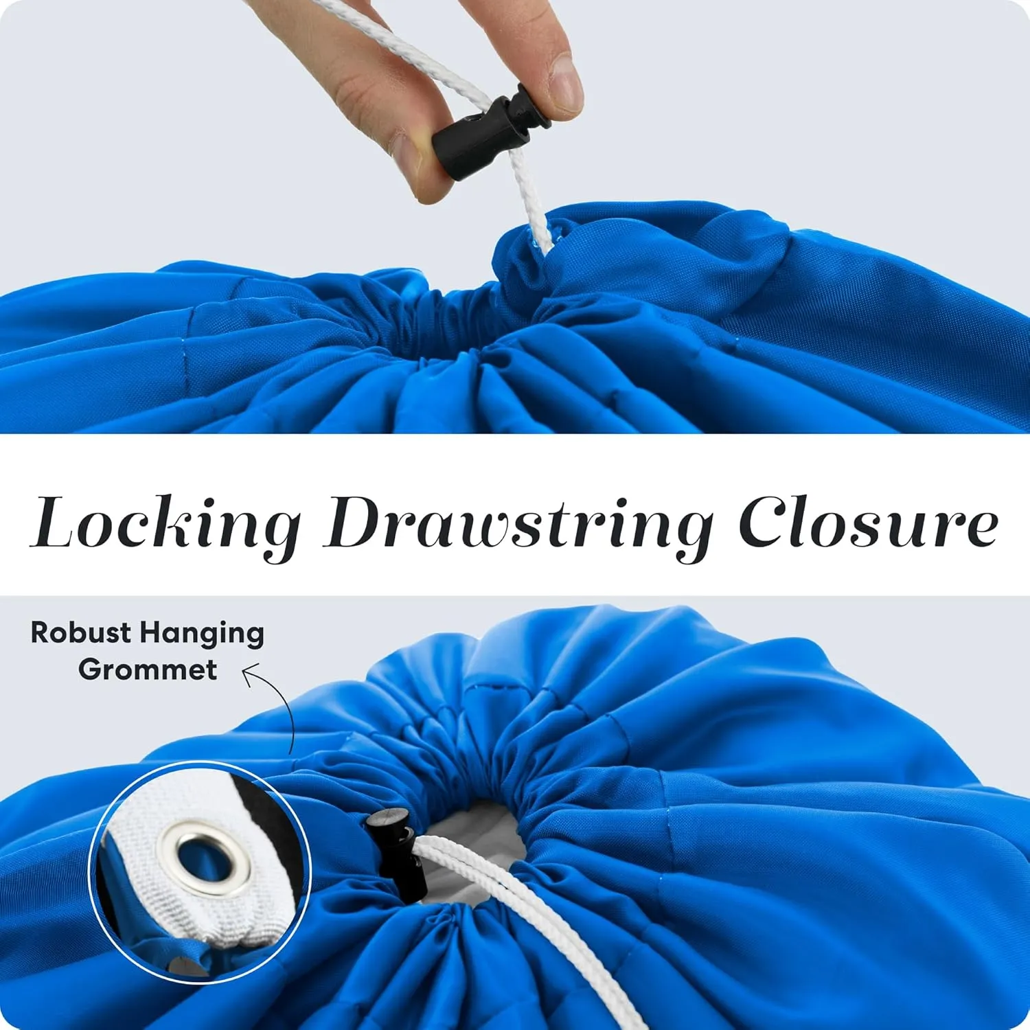 Handy Laundry Shoulder Strap Bag - Drawstring Locking Closure, Durable Nylon Material, Large Capacity, Heavy Duty Stitching, Perfect for Laundromat or College Dorm (Blue | 30" x 40")